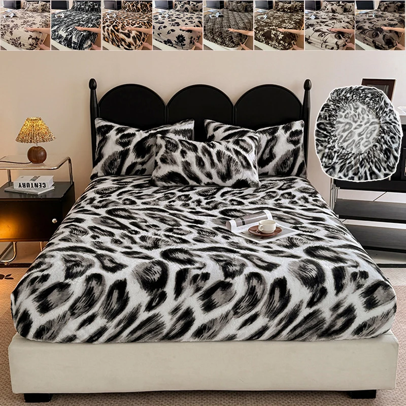 

New Autumn Winter Warmth Plush Bed Cover Fluffy Soft Elastic Fitted Sheet Machine Washable Luxury Bedding for Home Hotel 침대패드