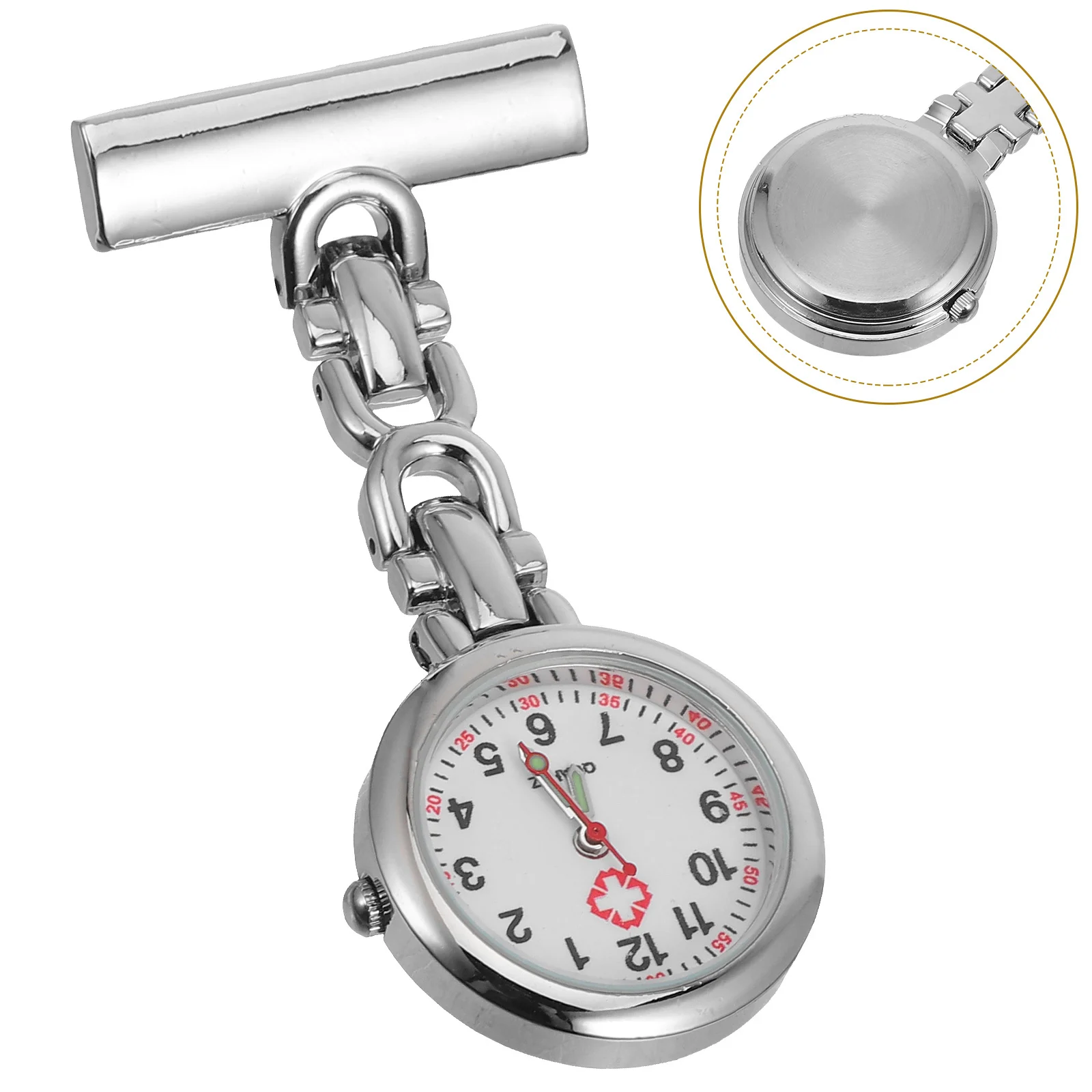 

Chic Medical Nurse Pocket Watch White Simple Style Nurse Hanging Watch Brooch Pin Clip for Doctors Nurses Hospital Medical Use