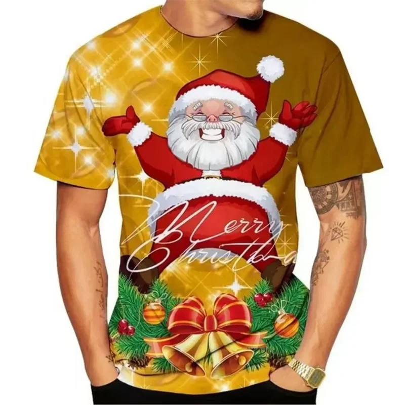 Funny Christmas T-shirt 3d Printed Santa Claus Oversized Tops y2k Tops Men Navidad TShirts Vacation Casual Harajuku Men Clothing