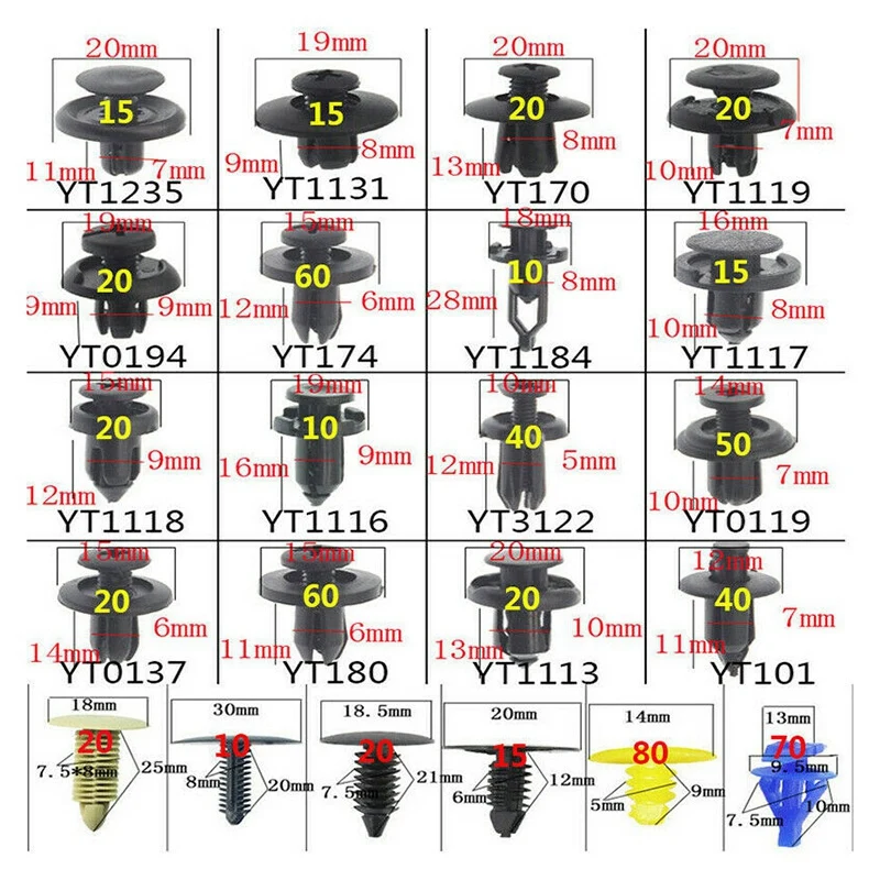 1300Pcs Car Fastener Clips Mixed Auto Fastener Clip Door Trim Panel Auto Bumper Rivet Push Retainer Pin Car Accessories