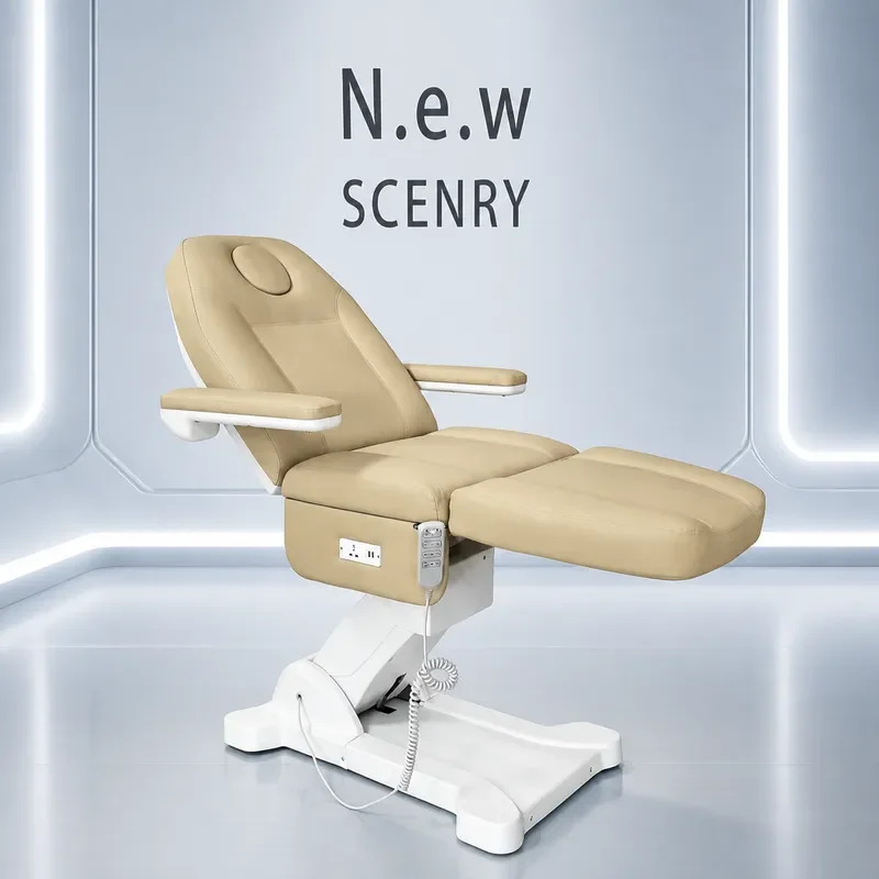 High Grade Electric Beauty Bed with Lifting Function and Embroidered Pattern for Eyelash Extensions and Ear Treatments