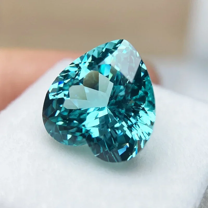 

L-Lab Grown Sapphire Paraiba Heart Cut VVS1 Charms Diy Advanced Jewelry Making Materials Selectable AGL Certificate