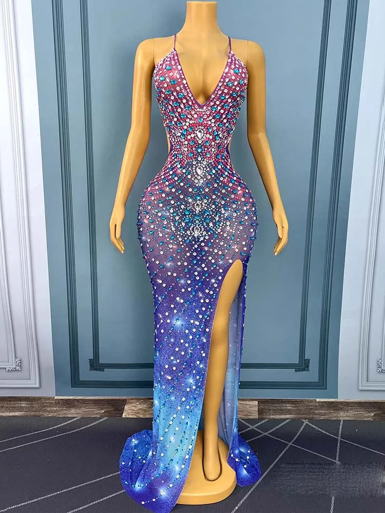 Hochwertiges, heißprägenes, sexy Straps-V-Ausschnitt, rückenfreies Kleid, 2025, neue Mode, individuelle Damenbekleidung