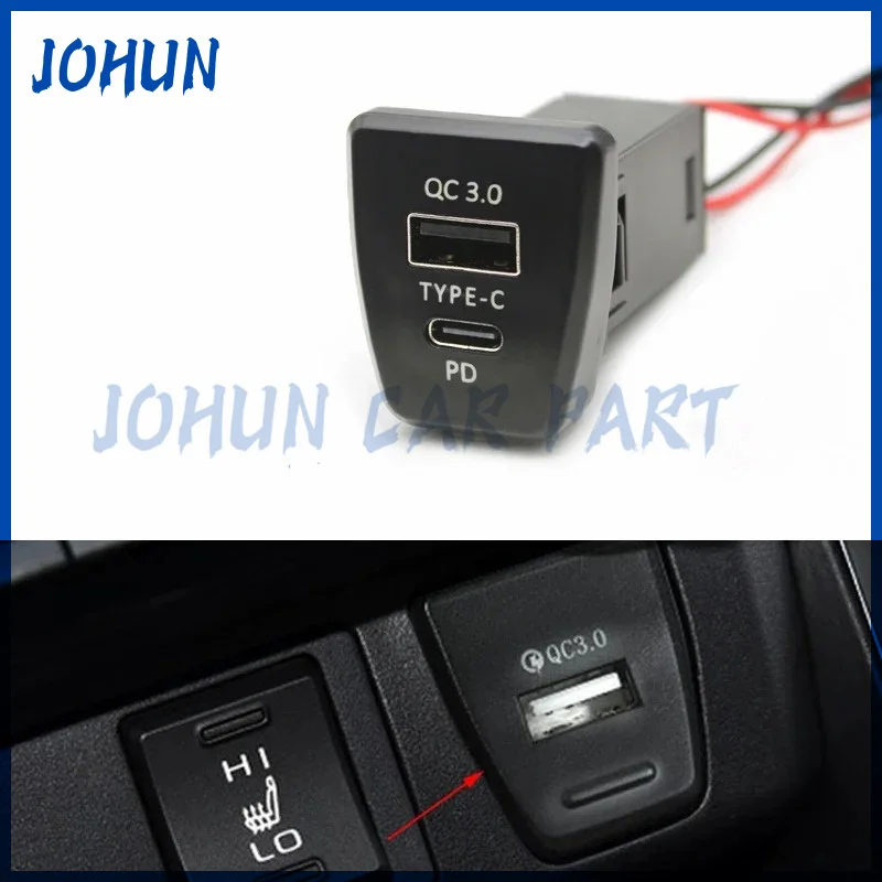 Car Auto Charger Interface Socket Accessories TYPE-C PD QC3.0 USB For Phone Charger Using For Toyota RAV4 5th XA50 2019 2020