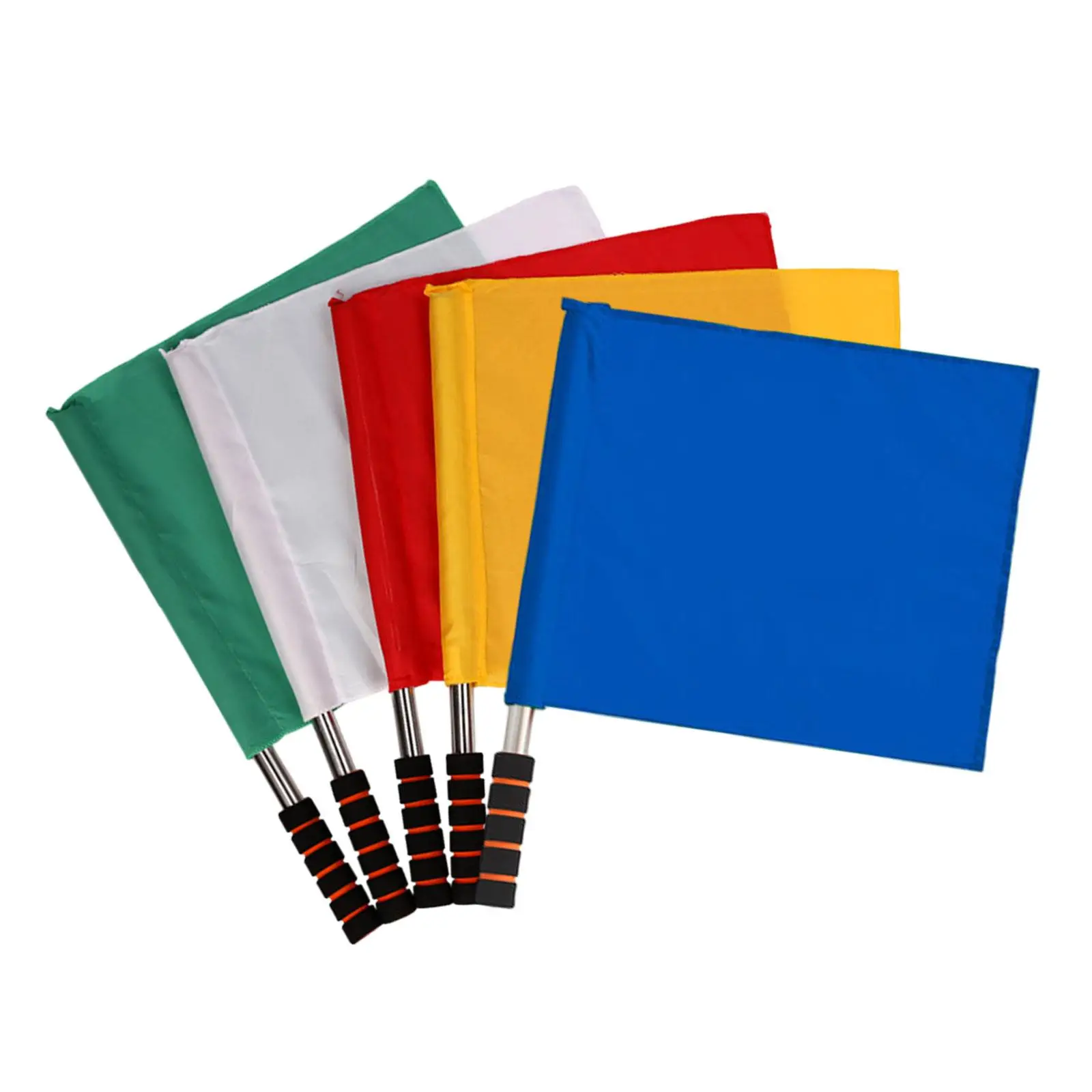 3Pcs Referee Flags Starting Flag Assistant with Stainless Steel Pole Football