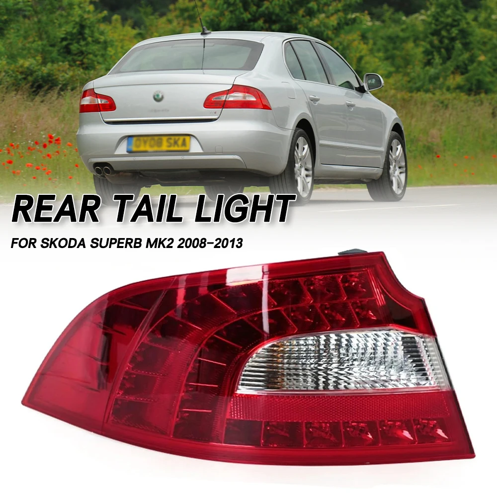 

Для Skoda Superb MK2 2008 2009 2010 2011 2012 2013, автомобильный задний фонарь, задний бампер, стоп-сигнал, указатель поворота, предупреждение