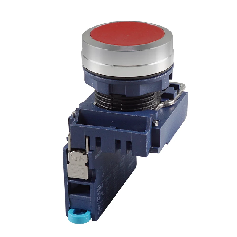 Huaqingjun Red Blue Green Led Reset Frosted Metal Head Normal Open Push Button Switch for Relay