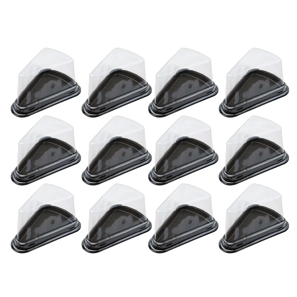 

100Pcs Triangle Dessert Boxes Transparent Single Cake Container Mousse Cheesecake Packaging Bakery Cupcake Box
