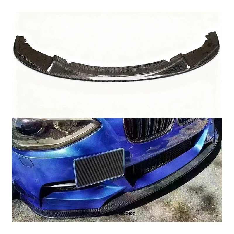 

New for 1 Series F20 3D Carbon Fiber Bumper Front Lip with Exhaust Cut-Outs (12-14 Model) Bolt-On Protection
