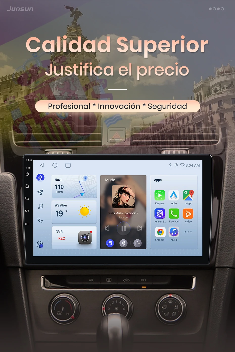 Junsun Radio mit KI-Sprachsteuerung für Volkswagen Golf 7 2013-2017, kabelloses CarPlay, Android Auto, 2DIN Autoradio mit Bluetooth, DAB+, GPS, RDS – Detail 5