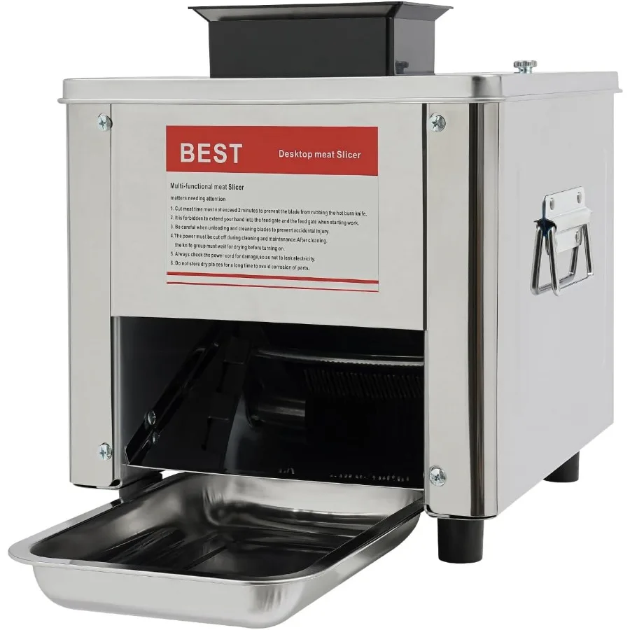 ماكينة تقطيع اللحوم الكهربائية بقدرة 850 وات مع شفرة من الفولاذ المقاوم للصدأ للاستخدام التجاري في تقطيع اللحوم والخضروات سميكة قابلة للتعديل