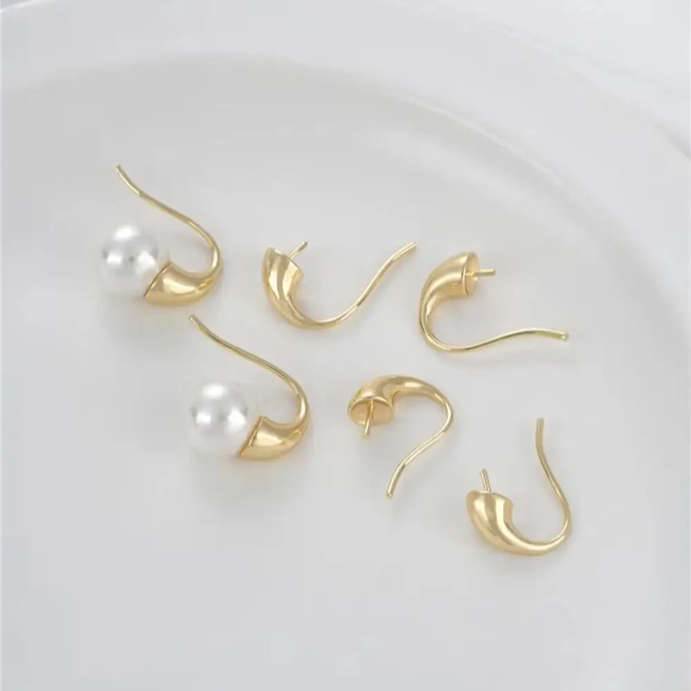 

14K Gold Package Droplet Shaped Bead Ear Hook DIY Handmade Adhesive Pearl Earrings Ear Jewelry Accessories Material E357