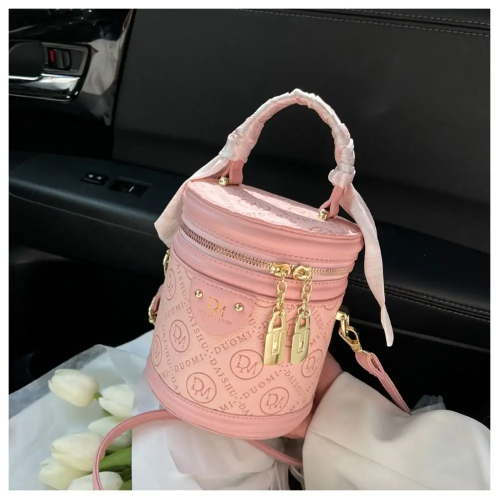 PU Leather Tote Bag New Mobile Wallet Container Letter Printing Bucket Bag Handbags Crossbody Bag