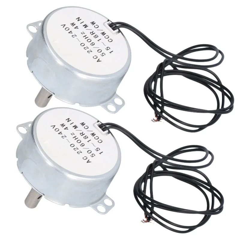 2Pcs Synchronous Motor Mini 15-18R/MIN CW CCW Rotation Accessory Set 4W AC220-240V 50TYC