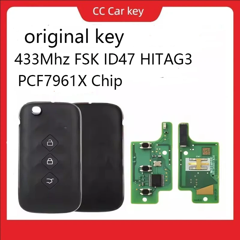 

Смарт-ключ-брелок OEM с выкидным механизмом для Chevrolet Aveo, 433 МГц FSK, чип ID47 HITAG3 PCF7961X, разблокированный, с необработанным лезвием