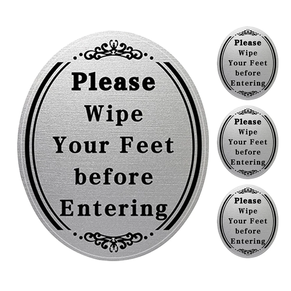 

2 Sets Wall Reminder Stickers PVC Waterproof Anti Oil Home Decor Entryway Signs Adhesive Decals Wipe Feet Before Entering