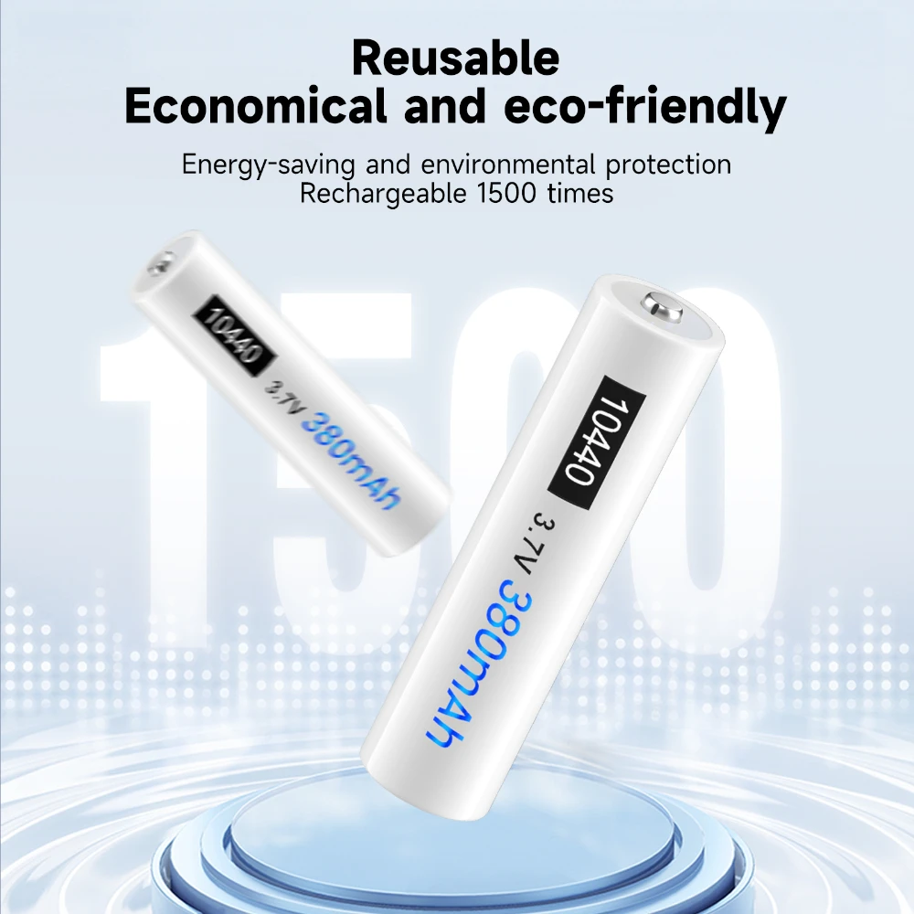 PALO 3.7V 10440 Battery 380mAh 10440 Rechargeable Lithium Battery AAA Rechargeable Li-ion Batteries With USB 4 Slots Charger