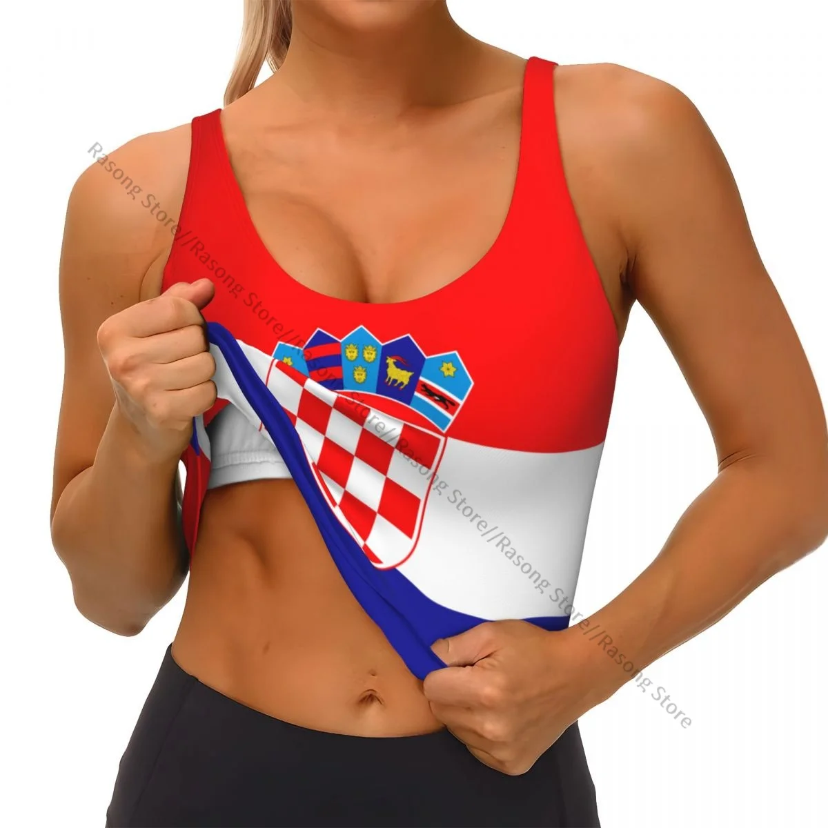 Yoga Vest Women Gym Sports Crop Tops Croatia Flag Streetwear Workout Breathable Tank Top Female