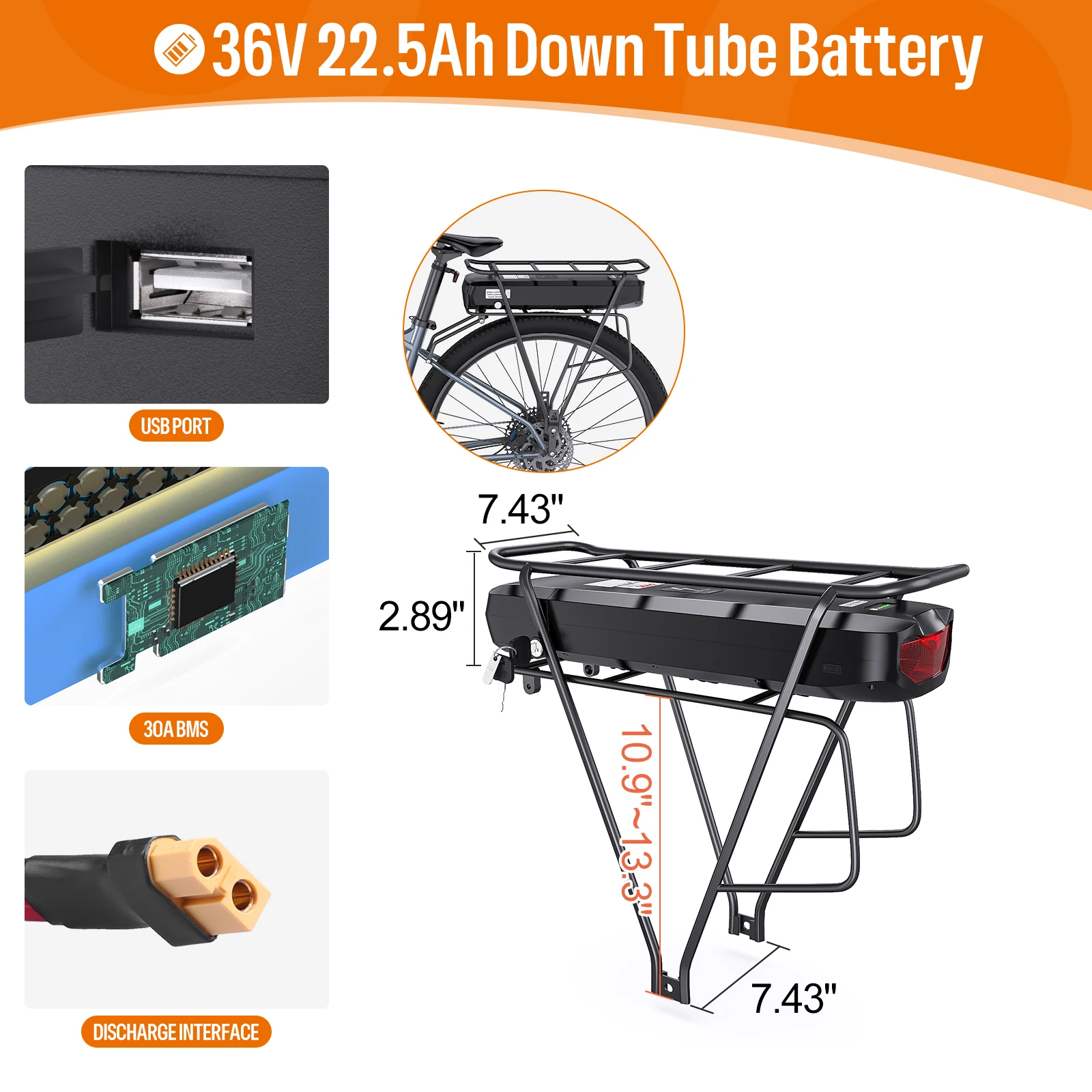 Originele Eboat Batterij 48V 52V 36V Hailong 30a Bms Elektrische Cyclus Downtube Lithiumbatterij Voor 1000W 500W W W 250 Motor