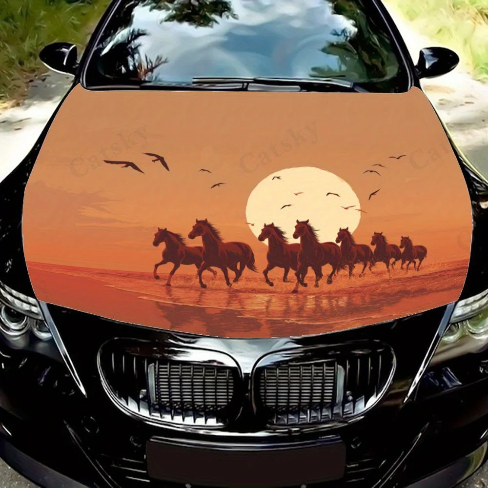 

Horses Running on a Beach Car Hood Decal Sticker, Truck Sticker, Self-Adhesive Long-Lasting Car Accessories, Suitable For Car, T