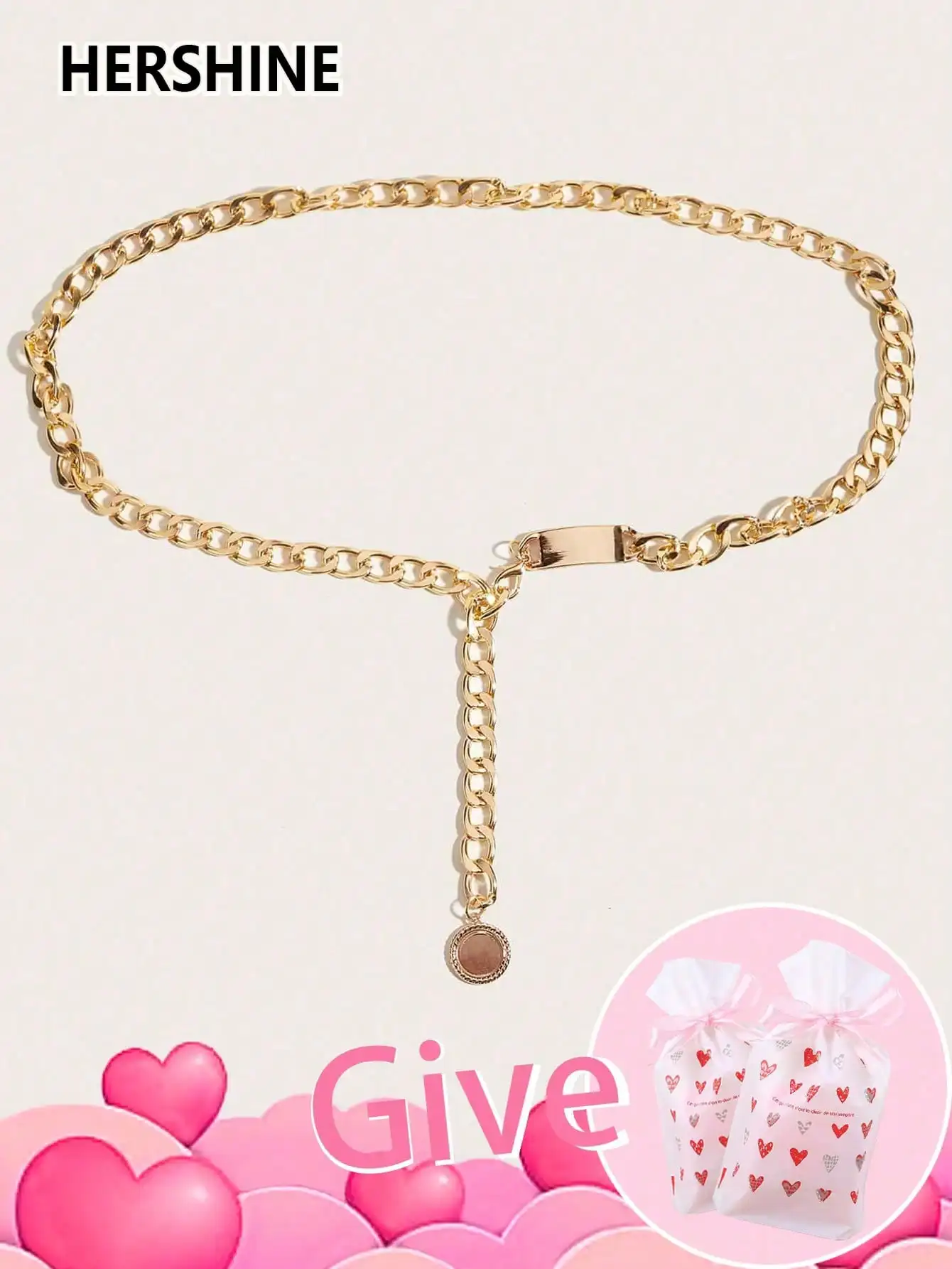 سلسلة خصر ذهبية عصرية للسيدات من HERSHINE قطعة واحدة مع حقيبة هدايا، مناسبة لفساتين المطابقة ومناسبة للحفلات