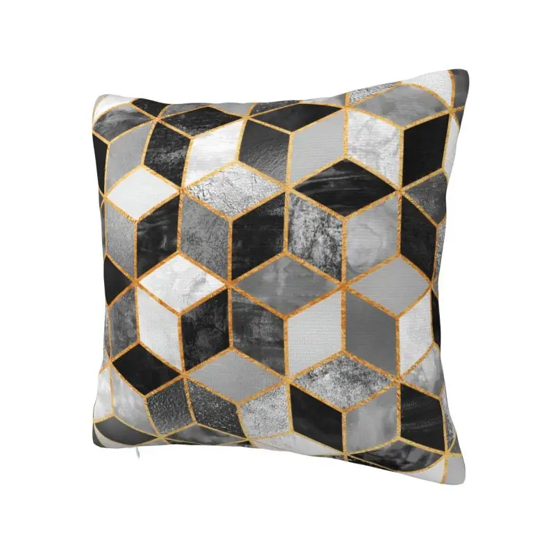Black White Cubes Throw Pillow Case 60*60cm for Sofa Abstract Geometric Pattern Cushion Cover Soft Polyester Pillowcase