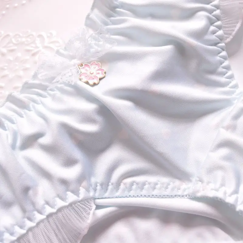 Cute Lovely Sweety Princess Style Lolita Cosplay Underwear Milk Silk Ruffles Bow High Stretch Seamless Panties Breathable Breifs