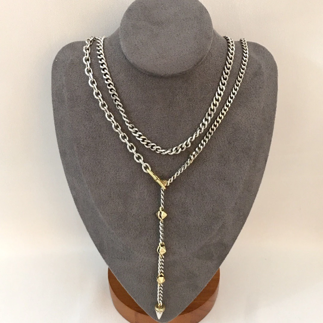 جديد الصفصاف مسمار طبقة مزدوجة قلادة المرأة سوار شخصية أسلوب فاسق المتقدمة اللون مطابقة سلسلة الترقوة #1