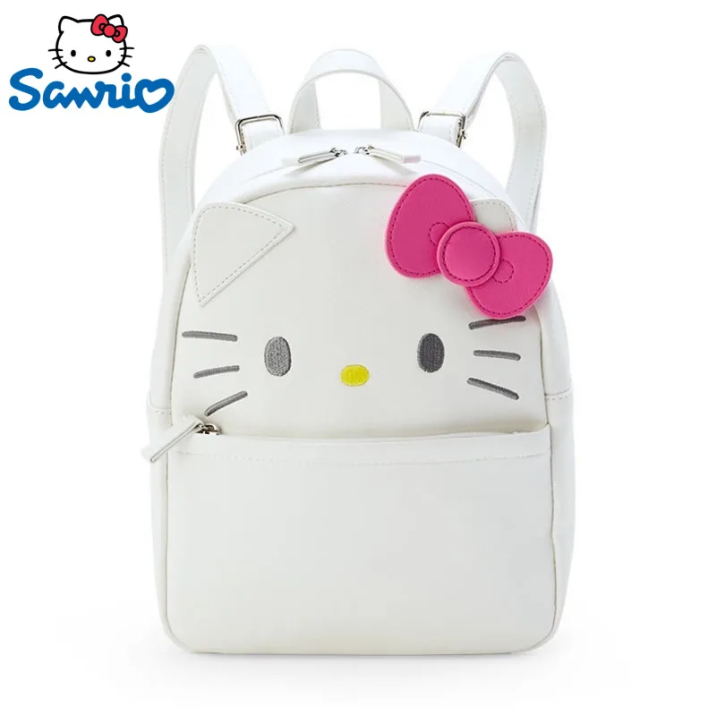 Sanrio-mochila Kawaii de Hello Kitty Melody para mujer, mochila de piel sintética de gran capacidad con cremallera, regalos de cumpleaños y