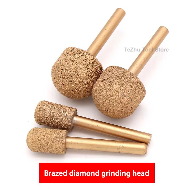 

Brazing Diamond Grinding Head 6mm Shank Rotary File Iron Steel Burr Polish Bit For Glass Stainless Steel Stone Rotary Tool