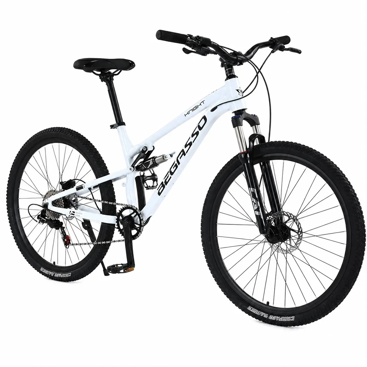 Aluminum Alloy 26/27.5 Inch Full Suspension Soft Tail Mountain Bike for Men Shock Absorbing Off Road Cycling Ent-8-HD-PearlWhite