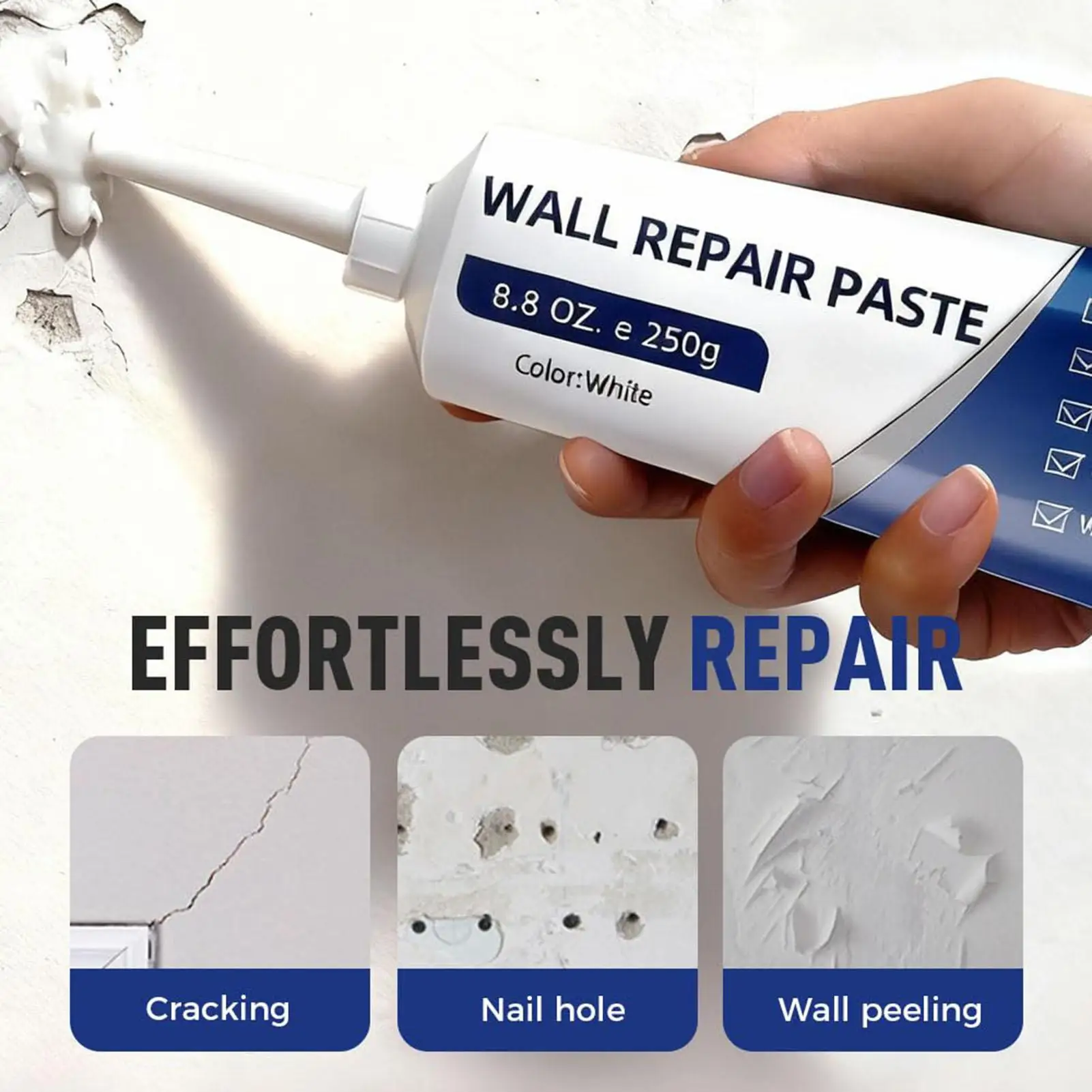 Wall Repair Paste Repair Wall Damage Graffiti Fill Nail Hole Prevent Wall Cracking Peeling Restore Smoothness Wall Repair Kit