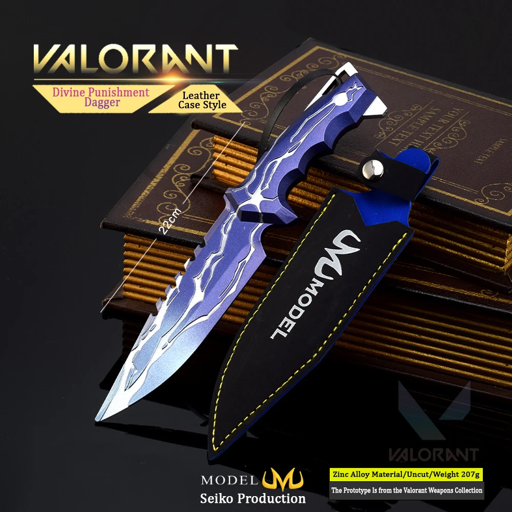 VRANT Divine Retribution Dagger Funda de cuero Hoja artesanal de metal completo con grabado de escritura