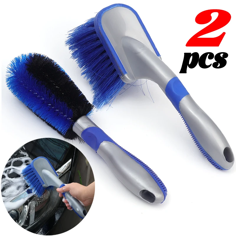 Upgraded Car Tire Cleaning Brush Short Handle Auto Motorcycle Bicycle Wheel Tyre Rim Hub Gap Detail Brush Tire Maintenance Tools