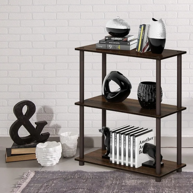 

TURN-N-TUBE Storage Shelves, 3-Tier Book Shelf, Corner Shelf, Toolless Open Shelves, for Organization and Storage, Living Room