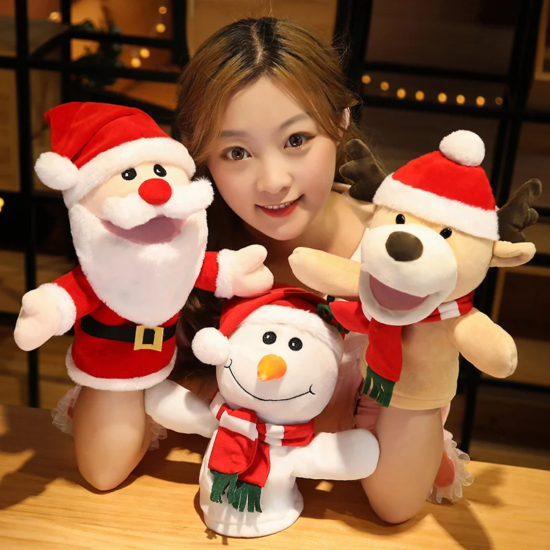 Fantoche de Mão Kawaii Stuffed Animal para Meninos e Meninas, Boneca Panda Bonito, Dinossauro, Dragão, Pato, Alce, Presente de Natal