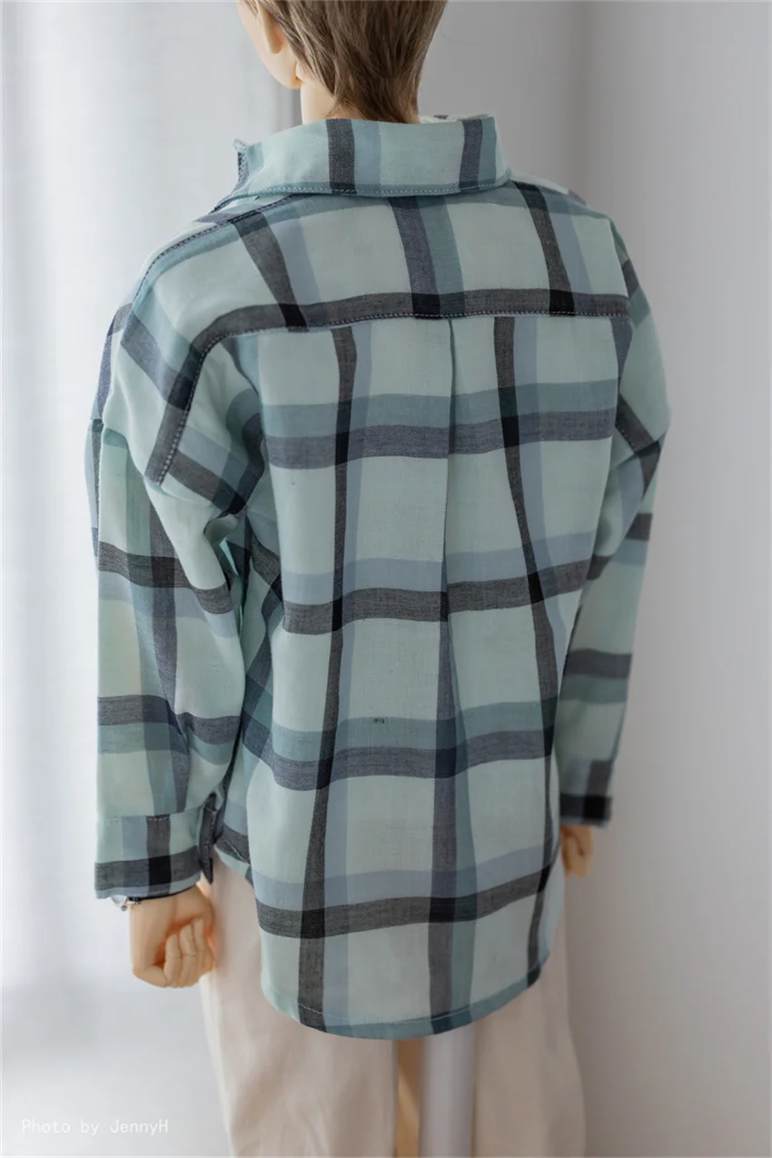 BJD SD Clothes 1/3 1/4 Boys Daily Handsome Casual Plaid Checkered Shirt Spot Inventory Green Gifts Toys BID Doll Accessories