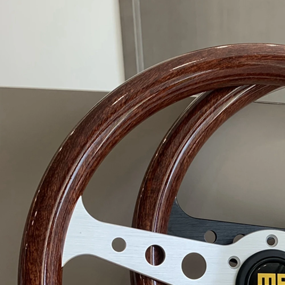 Classic 350MM 14Inch Racing In.dy Wood Steering Wheel Universal Modified Drift JDM Sport Wooden Grain MxO Steering Wheel 4