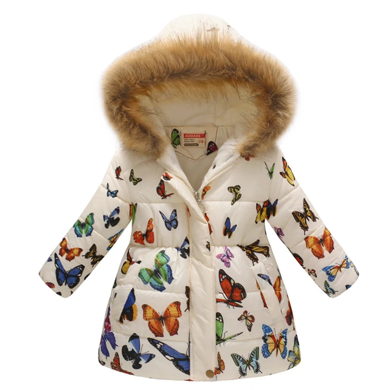 Baby Girls Jacket for Cold Winter Baby Warm Outerwear With Fake Fur Clothing Children Kids Snowsuit Cotton Padded Jacket Parka