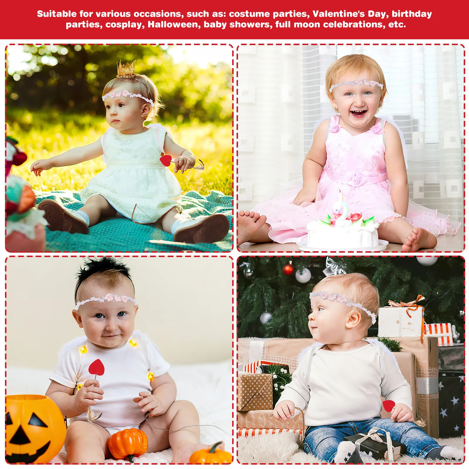 

Набор для фотосессии новорожденных: повязка на голову с крыльями ангела Купидона, бантом и стрелой, костюм для младенцев, декор для вечеринки, милый, мягкий и безопасный дизайн