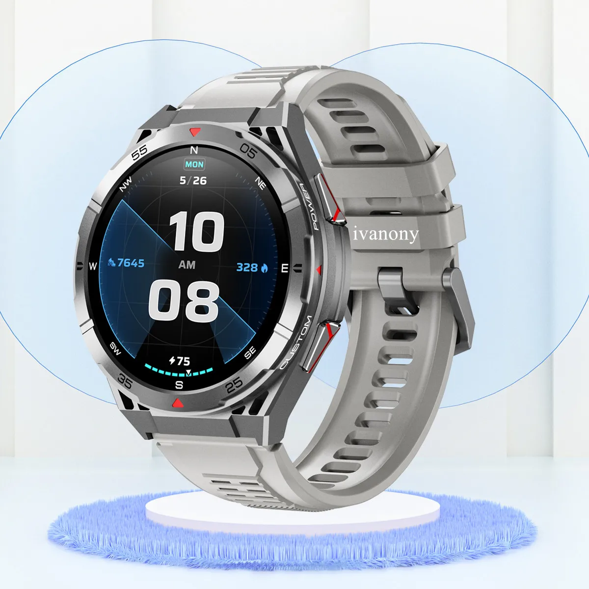 

Man's Smartwatch Hebrew 3ATM Waterproof GPS Positioning Receive Call AI Voice Altitude Air Presssure Compass AMOLED Smart Watch