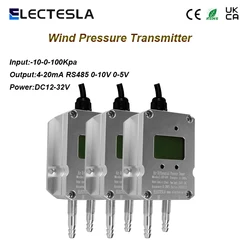 Digital Wind Differential Pressure Transmitter LCD Air Pressure Sensor 4-20mA Output -50-0-100Kpa Gas Pressure Transmitter DC24V