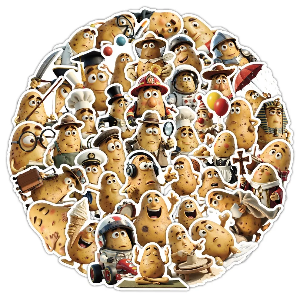 

10/50Pcs Working Potato Man Graffiti Original Cartoon Vegetable Pictures Refrigerator Skateboard Desktop Waterproof Stickers