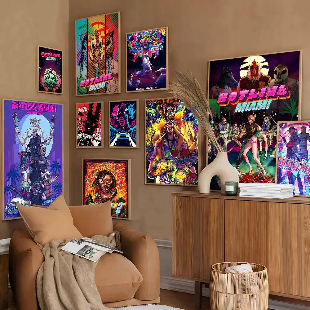 Hotline Miami Game Classic Vintage Posters Vintage Room Home Bar Cafe Decor Nordic Home Decor