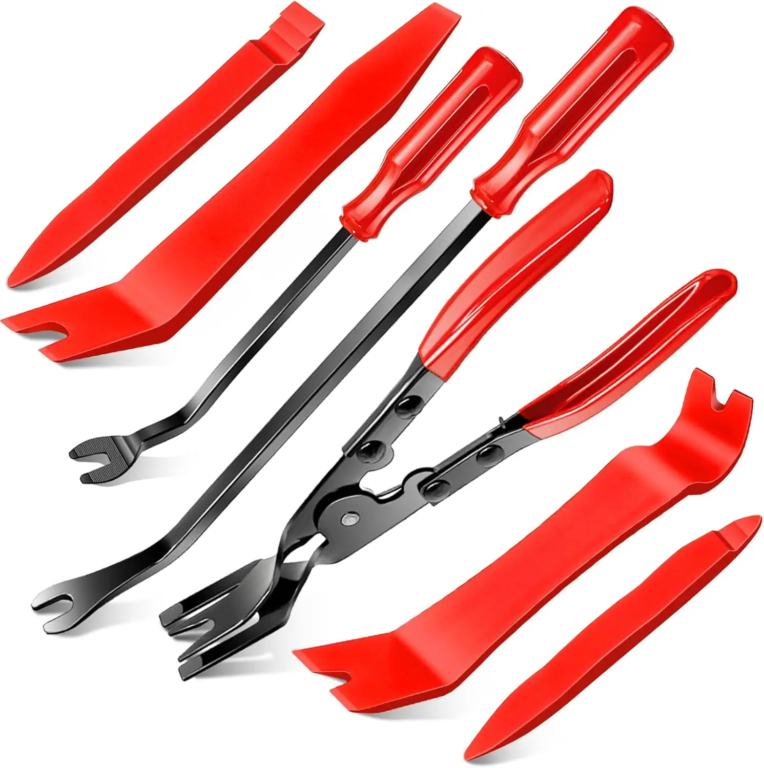 

7 Pcs Car Trim Removal Tool Kit with Non-Scratch Plastic Pry Tools & Clip Pliers for Auto Interior Panel Removal