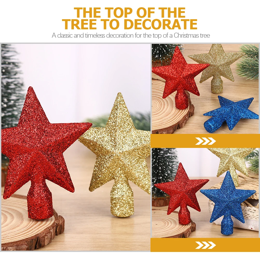 

10 Pcs Christmas Ornament Small Tree Topper Lightweight Star Toppers Golden for