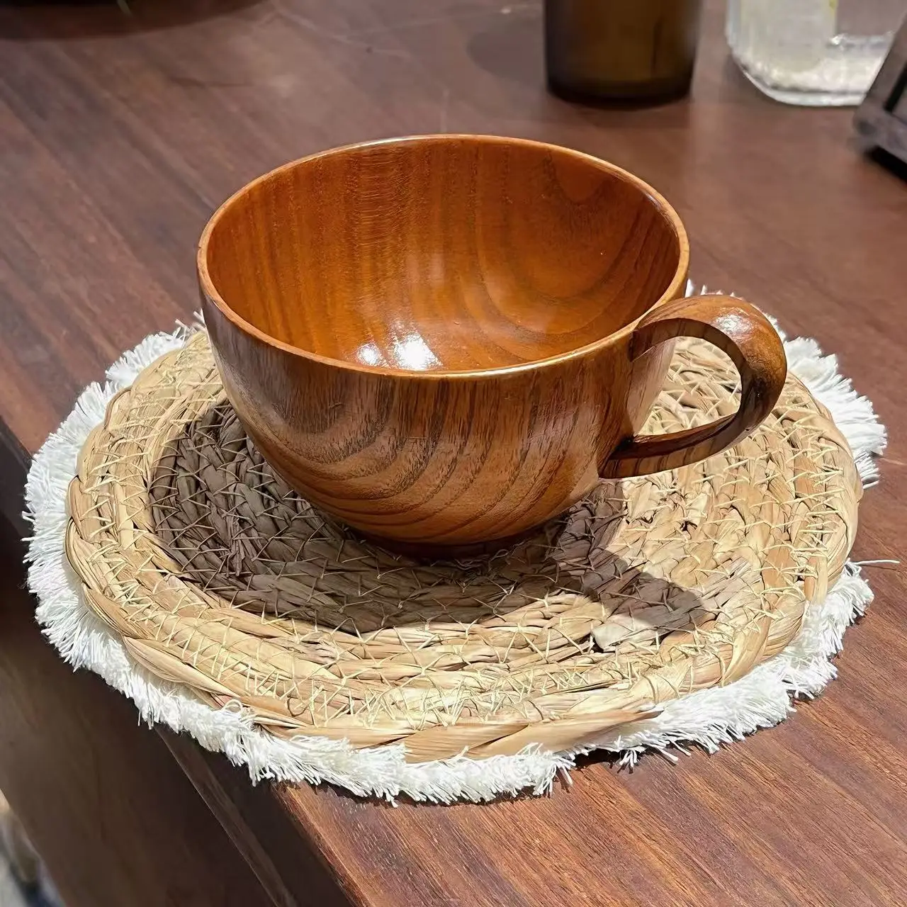 1PC Handmade Food Safe Eco Friendly Natural Jujube Wood Handled Mugs for Beer Coffee Milk Tea Water Kitchen Bar Daily Drinkware