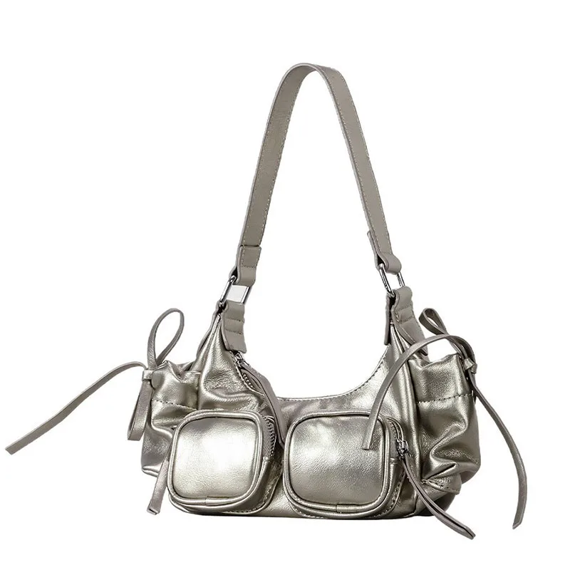 

Hot Girl Single Shoulder Crossbody Bag New Fashion Motorcycle Bag Large Capacity Multi Pocket Bag