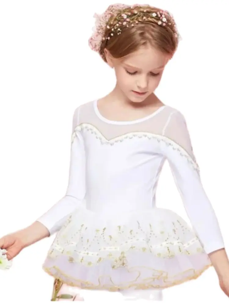 1 pçs/lote estilo princesa crianças ballet dança vestido menina o pescoço tutu dança retalhos vestido