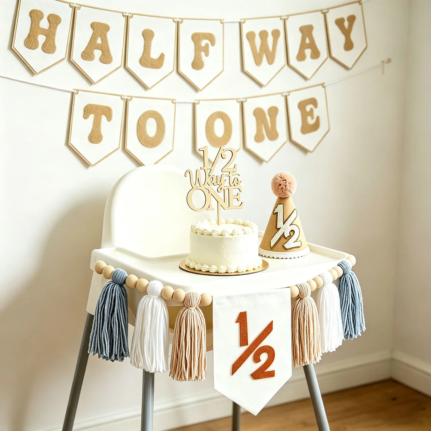 6-Month Birthday Party Decorations Set, 4 Pieces description 6